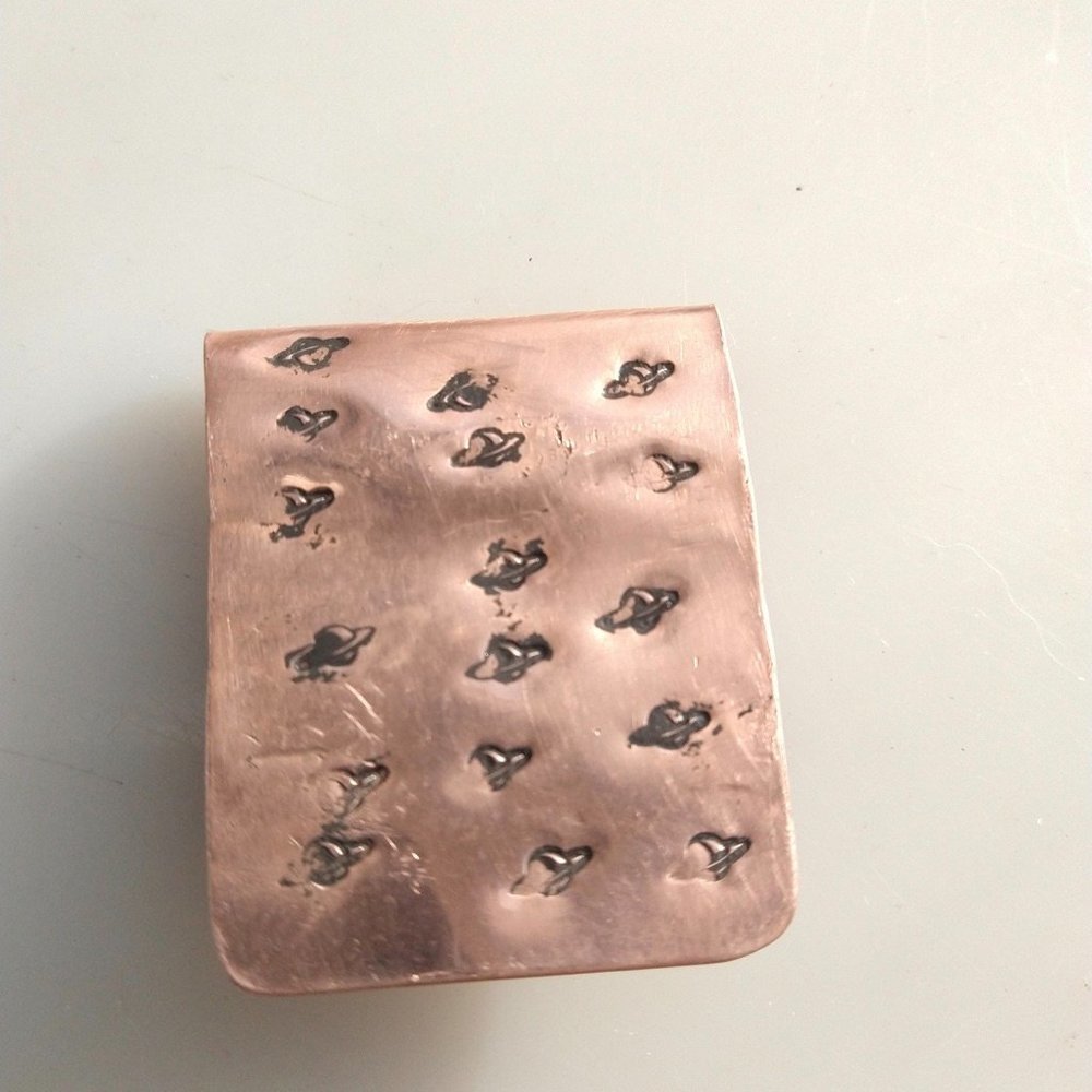 Solid Copper Money Clip Saturn Handmade Rustic Men Planet Gift Usher Father Dad - Picture 10 of 11